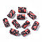 Handmade Polymer Clay Beads, Column with Jewelry Crafts Pattern, Red, 11x6~7.5mm, Hole: 2~3mm