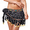 Polyester Tassel Fringe Trimming, Garment Accessories, Plastic Sequins and Acrylic Rhinestone Chains Belt for Women, Black, 1700x40~275x8mm