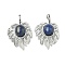 Dyed Natural Lapis Lazuli Pendants, Brass Leaf Charms, Platinum, Rack Plating, 31x21x7.5mm, Hole: 7.5x3.5mm