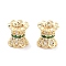 Brass Micro Pave Clear Cubic Zirconia Beads, Cadmium Free & Nickel Free & Lead Free, Column, Real 18K Gold Plated, Wavy edge, Green, 8.2x8mm, Hole: 1.8mm