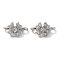 Brass Micro Pave Clear Cubic Zirconia Slide Charms, Cadmium Free & Nickel Free & Lead Free, Clover, Platinum, 8x12x6mm, Hole: 1.5mm