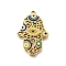 304 Stainless Steel Enamel Charms, Hamsa Hand with Evil Eye, Ion Plating(IP), Real 18K Gold Plated, Yellow, 26x17.5x1.5mm, Hole: 1.6mm