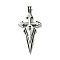 304 Stainless Steel Pendants, Cross Charms, Antique Silver, 49x23x6mm, Hole: 7x3.5mm