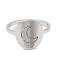 Non-Tarnish 304 Stainless Steel Adjustable Rings, Flat Round with Moon, Stainless Steel Color, US Size 6 1/4(16.7mm)