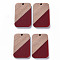 Opaque Resin & Walnut Wood Pendants, Two Tone, Rectangle, FireBrick, 32.5x21x3mm, Hole: 2mm