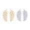 Brass Pendants, Etched Metal Embellishments, Lead Free & Nickel Free, Long-Lasting Plated, Feather, Mixed Color, 33.5x13x0.3mm, Hole: 1.4mm