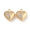 Brass Micro Pave Clear Cubic Zirconia Charms, Cadmium Free & Nickel Free & Lead Free, Heart, Real 18K Gold Plated, 13.5x12x6mm, Hole: 1.5mm