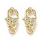 Brass Micro Pave Clear Cubic Zirconia Lobster Claw Clasps, with Jump Rings, Long-Lasting Plated, Butterfly, Real 18K Gold Plated, 16x9.5x6mm, Hole: 3.5mm