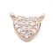 925 Sterling Silver Micro Pave Clear Cubic Zirconia Heart Charms, with 925 Stamp, Rose Gold, 8x9.5x2.5mm, Hole: 1mm