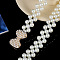 Alloy & Acrylic Imitation Pearl Beaded Elastic Chain Belts, White, Golden, Bowknot, 600~800mm