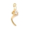Brass Micro Pave Cubic Zirconia Pendants, Cadmium Free & Nickel Free & Lead Free, Real 18K Gold Plated, 22.5x7x3mm, Hole: 1.4mm