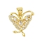 Butterfly Rack Plating Brass Micro Pave Cubic Zirconia Pendants, Long-Lasting Plated, Lead Free & Cadmium Free, Real 18K Gold Plated, 18x18x4mm, Hole: 3.5x5mm