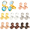 14Pcs 7 Colors Brass Cuff Ring Components, Pad Ring Base Findings, Flat Round, Mixed Color, Tray: 12mm, US Size 7 3/4(17.9mm), 2pcs/color