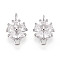 Brass Pave Clear Cubic Zirconia Connector Charms, Flower Links, Cadmium Free & Nickel Free & Lead Free, Real Platinum Plated, 11.5~13x8.5x3.5~4mm, Hole: 1.4~1.6mm