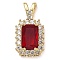 Rack Plating Brass Glass Pendants, with Cubic Zirconia, Long-Lasting Plated, Rectangle, Real 18K Gold Plated, 26x14x6.5mm, Hole: 2.5X7mm