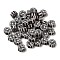 Handmade Polymer Clay Beads, Round with Yin-Yang, Black, 9.5x4.5mm, Hole: 1.6mm