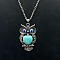 Fashionable Alloy Pendant Necklaces, with Synthetic Turquoise, Owl
