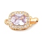 Brass Micro Pave Cubic Zirconia Box Clasps, with Glass, Nickel Free, Rectangle, Real 18K Gold Plated, Lilac, 18x9x8mm, Hole: 1.2mm