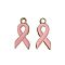Plastic Enamel Pendants, October Breast Cancer Pink Awareness Ribbon, Pink, 20x10x2mm, Hole: 1.5mm
