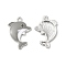 Alloy Enamel Pendants, Cadmium Free & Nickel Free & Lead Free, Platinum, Dolphin Charm, Dark Gray, 20x14x2mm, Hole: 1.4mm
