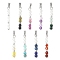 9Pcs 9 Styles Faceted Round Natural Mixed Stone and Glass Beaded Pendants, with Brass Findings, Platinum, Mixed Color, 26.5x3.5mm, Hole: 5x2mm, 1pc/style