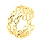 Hollow Oval Brass Open Cuff Rings, Lead Free & Cadmium Free, Real 18K Gold Plated, Inner Diameter: 17.6mm