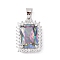 Rack Plating Brass Micro Pave Cubic Zirconia Pendants, Long-lasting Plated, Rectangle, Platinum, Colorful, 21.5x15x7mm, Hole: 4x5mm