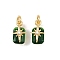Brass Pave Cubic Zirconia Pendants, Rectangle with Star, with Jump Ring, Real 18K Gold Plated, Sea Green, 10.5x5.5x6mm