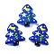 Christmas Theme Handmade Lampwork Beads, Christmas Trees, Royal Blue, 25~26.5x18.5~22.5x6.5~7.5mm, Hole: 1.6~1.8mm