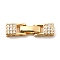 Brass Micro Pave Clear Cubic Zirconia Fold Over Clasps, Rectangle, Real 18K Gold Plated, 27x6.5x5mm, Hole: 2x1.5mm and 2.5x1mm