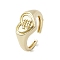 Brass Adjustable Open Rings, Cadmium Free & Nickel Free & Lead Free, Heart, Aquarius, US Size 7 3/4(17.9mm)
