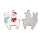 Christmas Alloy Enamel Pendants, Long-Lasting Plated, with Glitter Powder, Cadmium Free & Nickel Free & Lead Free, Platinum, Santa Claus, 27x21.5x1.5mm, Hole: 1.8mm