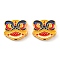 Zinc Alloy Beads, with Enamel, Matte Gold Color, Lion Dance Head, Colorful, 13.5x16x4mm, Hole: 1.8mm