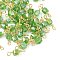 Glass Faceted Cube Connector Charms, with Brass Wire Loops, Real 18K Gold Plated, Rack Plating, Long-Lasting Plated, Lime Green, 12~14x4.5x4mm, Hole: 1.6mm