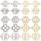 20Pcs 10 Styles 201 Stainless Steel Connector Charms, Flower & Clover & Snowflake Links, Mixed Shapes, Golden & Stainless Steel Color, 17~21x11~16x1~1.5mm, Hole: 1.2~1.6mm, 2pcs/style