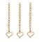 Ion Plating(IP) 304 Stainless Steel Chain Extender, with Heart Charms, Golden, 62~70mm, Ring: 4x3x0.5mm
