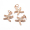 Brass Micro Pave Grade AAA Cubic Zirconia Pendants, Starfish/Sea Stars, Lead Free & Nickel Free & Cadmium Free, Real Rose Gold Plated, 13x10.5x2mm, Hole: 3.5mm