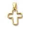 Rack Plating Brass Pendants, Cadmium Free & Lead Free, Long-Lasting Plated, Cross, Real 18K Gold Plated, 18.5x14.5x2mm, Hole: 5x3.5mm