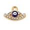 Alloy Enamel Rhinestone Glass Pendants, Golden, Evil Eye, Eye, 10.5x16x2.5mm, Hole: 1mm