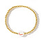 Christmas Brass Beaded Stretch Bracelets, Golden, Candy Cane, 6-7/8 inch(17.5cm)