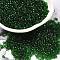 Transparent Colours Glass Round Seed Beads, Green, 2~2.5x1.5mm, Hole: 1mm, about 28125pcs/pound