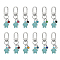 Sea Turtle Synthetic Turquoise Pendant Decorations, with Alloy Glass Rhinestone Charms and Zinc Alloy Swivel Clasps, Mixed Color, 57mm, 12 colors, 1pc/color, 12pcs/set