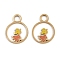 304 Stainless Steel Pendants, with Enamel, Ion Plating(IP), Flat Round with Fruits, Real 18K Gold Plated, Maple Leaf, 13x10x1mm, Hole: 2.5mm