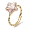 Star Natural Pearl Adjustable Rings, Sterling Silver Micro Pave Cubic Zirconia Finger Rings for Women, Real 18K Gold Plated, Inner Diameter: 15.5mm