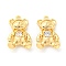 Brass Micro Pave Cubic Zirconia Pendants, Cadmium Free & Nickel Free & Lead Free, Bear, Real 18K Gold Plated, 16x10.5x3.5mm, Hole: 1mm