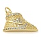 Rack Plating Brass Cubic Zirconia Pendants, Long-Lasting Plated, Lead Free & Cadmium Free, Shoes Charms, with Jump Ring, Real 18K Gold Plated, 11.5x19.5x5mm, Hole: 3mm
