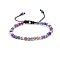 Dyed Natural Imperial Jasper Round Braided Bead Bracelet, Purple,