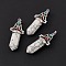 Synthetic Howlite Big Pointed Pendants, 7 Chakra Faceted Bullet Charms, with Platinum Plated Brass Findings and Colorful Rhinestone, Cadmium Free & Lead Free, 55x22.5x16mm, Hole: 8x5mm