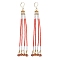 Glass Leverback Earrings, with 304 Stainless Steel Earring Findings, Round, Golden, 135x13.5mm