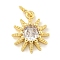 Rack Plating Brass Micro Pave Clear Cubic Zirconia Pendants, Long-Lasting Plated, with Jump Rings, Lead Free & Cadmium Free, Sun, Real 18K Gold Plated, 14x11x4mm, Hole: 4mm